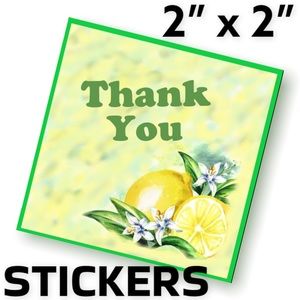 200 (2x2 Inch) Square Stickers, Lemons Blossoms High Gloss, Thank You PRICE FIRM